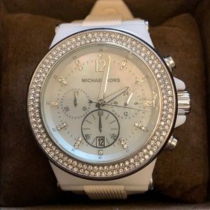 Michael Kors Ceramic & Crystal Face Silicon Band